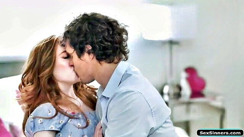 Madi Collins kissing Robby Echo passionately in light blue dress