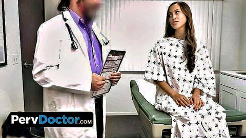Sexy Asian patient in hospital gown examined by doctor in PervDoctor medical scene