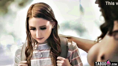 Pregnant teen Laney Grey teased by Penny Barber in outdoor scene
