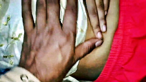 Desi hot wife intimate touching scene in red outfit