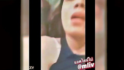 Blurry close-up of Asian woman with pale skin, open mouth in ecstasy, office secret affair