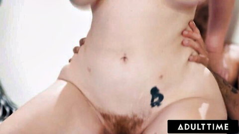Lauren Phillips nude close-up, large natural tits, curvy MILF with bushy pubic hair