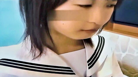 Censored Japanese schoolgirl in sailor uniform close-up