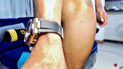 Jordandenis17 stroking cock in gay private show