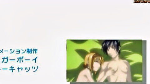 Little Summer in anime hentai embrace with shirtless guy, summer story scene