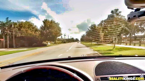 Delirious Hunter and Tyler Steel street blowjob setup drive view