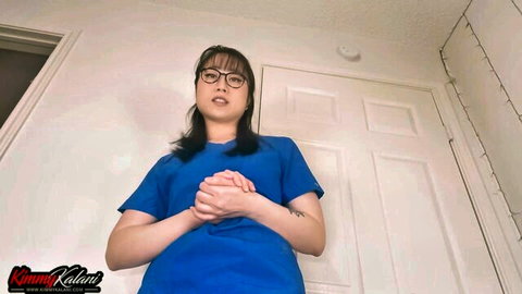 Kimmy Kalani as sexy nurse in glasses, teasing facesit ASMR