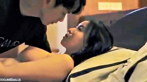 Korean beauty girl topless in intimate sudden sex scene with man