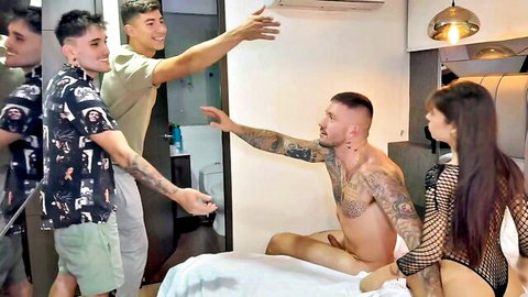 Mells Blanco in anal fuck and double penetration gangbang with boyfriend's friends