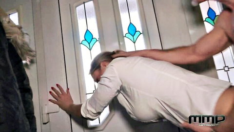 Dionne Darling bent over door in steamy foursome with Arariela Donovan