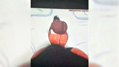 Cartoon Elastigirl from Incredibles bent over, big ass cum explosion view