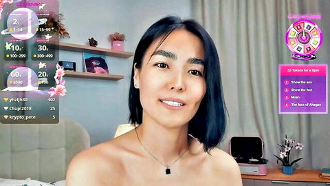 darkroombabe topless Asian beauty smiling in webcam stream