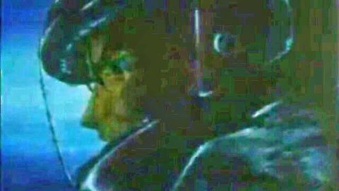 Anime gay guy in futuristic helmet, profile view from homosexual scene