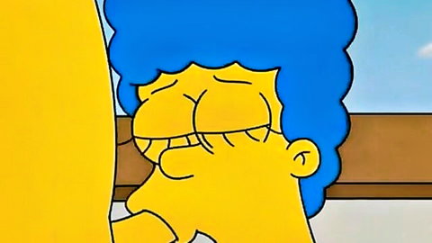 Marge Simpson cartoon MILF cheating scene with ecstatic expression