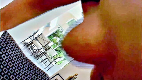 Topless MILF with big tits in interracial POV tease