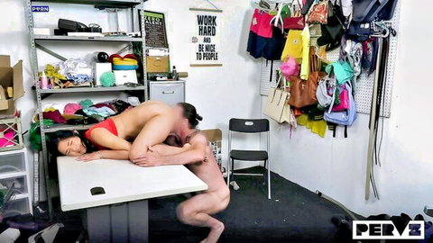 Scarlett Alexis bent over table in doggy style sex during Shoplyfter interrogation
