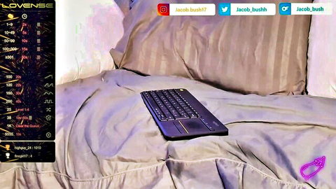 Jacob Bush bear in home ball-busting video, bald model on bed