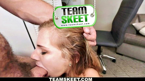 Beautiful blonde giving intense blowjob with hair pulled