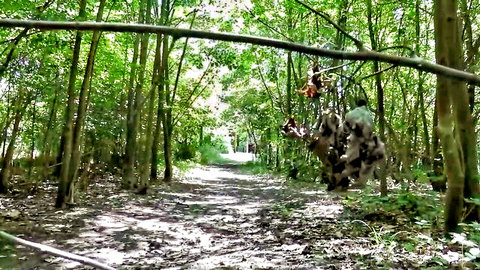 Amateur woman masturbating and squirting in daytime forest nature