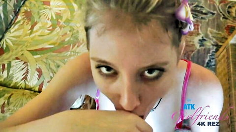 Blonde girl eagerly sucking dick in intense POV from ATK Girlfriends