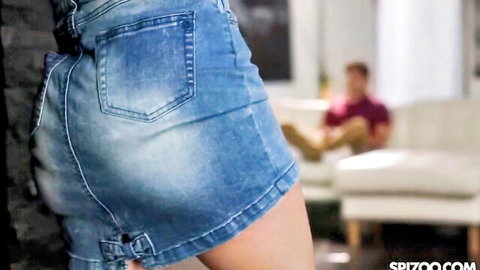 Krissy Lynn MILF in tight denim shorts, big ass tease from behind