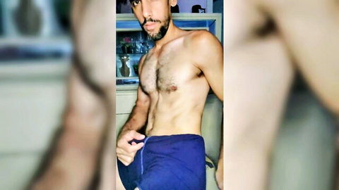 Klaus Joe admiring his hairy muscular torso in teasing selfie