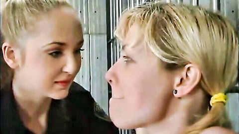 Adrianna Nicole as brutal blonde domme faces busty slave, Water Bondage scene