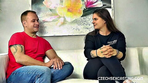 Taylee Wood in casual casting interview, smiling with director