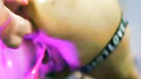 Hot sexy woman with big boobs masturbating with pink toy, solo adult fun