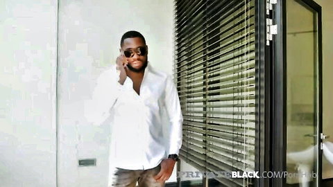 Stylish black man Paulina Soul's BBC gangbang partner in white shirt