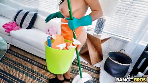 QueenRogueXXX nude maid cleaning with big tits and ass in BangBros thumbnail