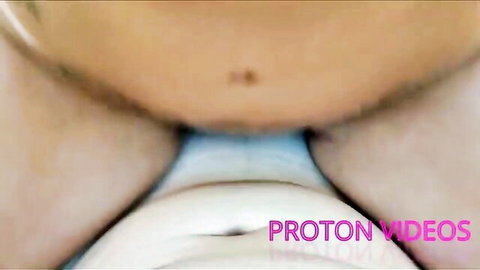 Fitness blonde Latina in close-up Amazon position hardcore tease