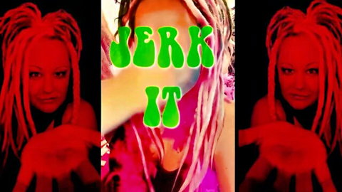 Redhead with dreadlocks in pink outfit teases with 'Jerk It' JOI instruction