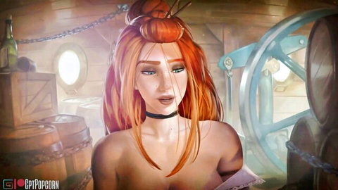 Eria's seductive redhead JOI ASMR, topless tease with fox ears