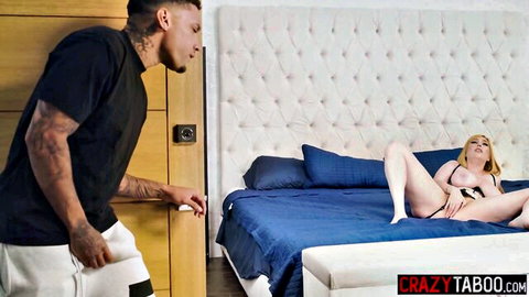 Lauren Phillips caught masturbating on bed by tattooed guy