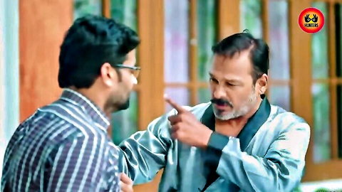 Indian web series scene: older man in silk robe points at younger guy in shirt, Babu Ki Gf Ep 2