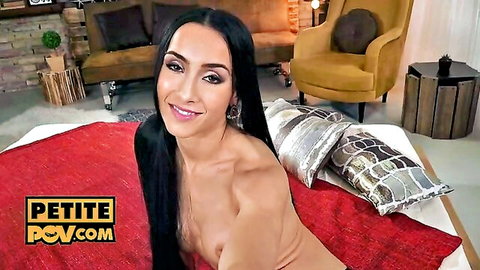 Vanna Rose busty brunette in POV topless tease on bed
