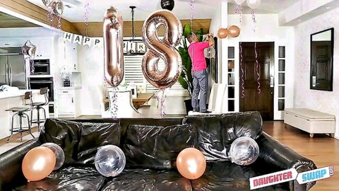 18-year-old daughter birthday party setup for first orgy
