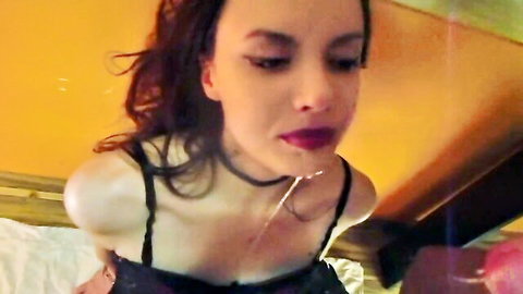 Aurora Whitewhale face fucked, drooling in black lingerie choker