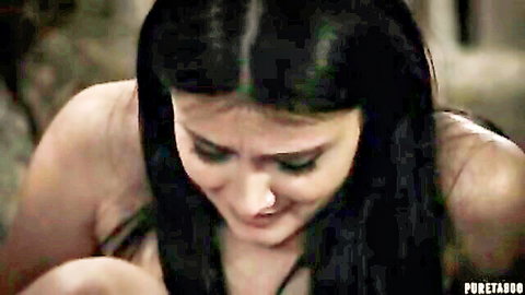 Emotional Desi brunette with tears, topless in passionate close-up