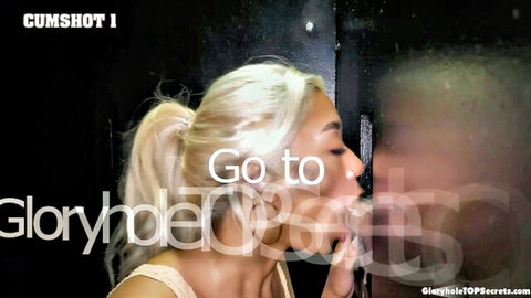 Blonde Gia in intense gloryhole cumshot scene, third visit