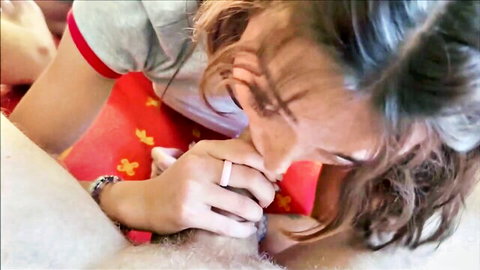 Shrooms Q performs intense blowjob on stepbro in POV family therapy