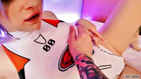 Amateur cosplay babe in plugsuit teased intimately before fuck