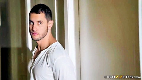 Handsome muscular hunk in unbuttoned white shirt ready to fuck