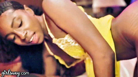 Avery Black in yellow lingerie bending over in steamy 69 scene