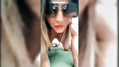 Selene1975 blonde busty model topless in sunglasses teasing closeup