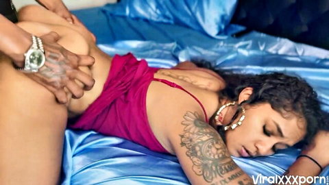 NaughtyNina teases with gripping POV blowjob, curvy ebony in pink lingerie