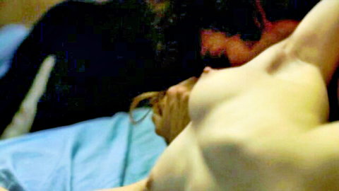 Diane Rouxel topless in passionate embrace with lover