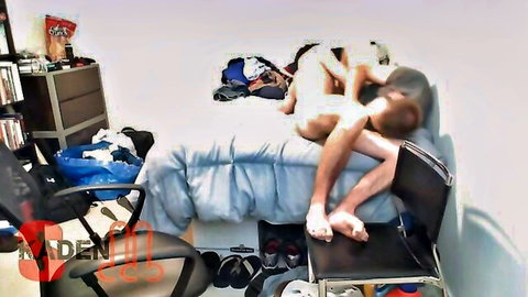 Amateur buddies engaging in naughty gay sex on bed