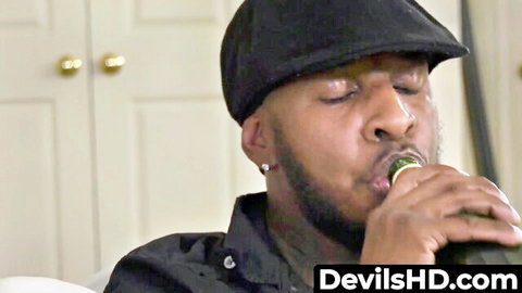 Black stepdad drinks beer before intense interracial taboo sex with white stepdaughter